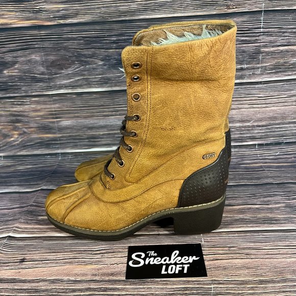 Merrell Chateau Mid‎ Lace Brown Leather Snow Heeled Boots - Picture 3 of 8